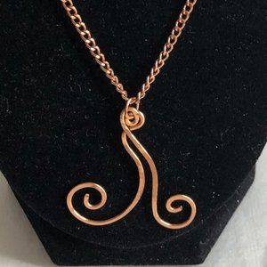 Coated Copper Swirl Pendant 18" Chain Minimalist